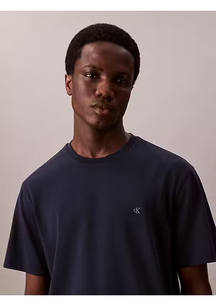 Calvın Kleın Erkek Marka Logolu Organik Pamuklu Günlük Kullanıma Uygun Lacivert T-Shirt LV04LB275G Cef modelleri