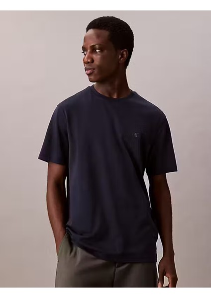 Calvın Kleın Erkek Marka Logolu Organik Pamuklu Günlük Kullanıma Uygun Lacivert T-Shirt LV04LB275G Cef fırsatları