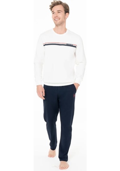 Erkek Bisiklet Yaka Uzun Kollu Pijama Takımı S26925 Rahat Kumaş