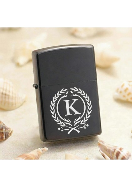 K Harfli Kişiye Özel Harf Baskılı Benzinli Çakmak
