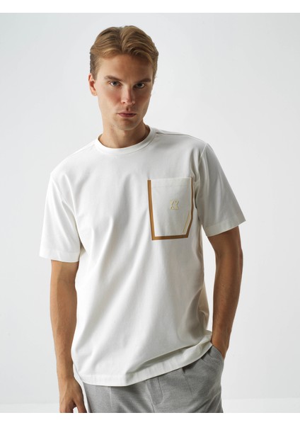 Erkek Ekru Pamuk Dokulu Regular Fit Tişört fiyatları