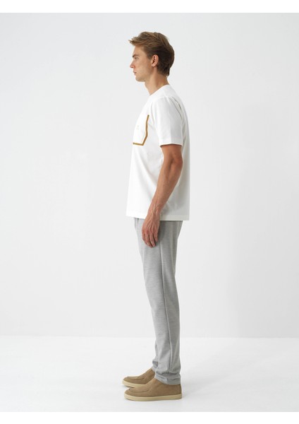 Erkek Ekru Pamuk Dokulu Regular Fit Tişört modelleri