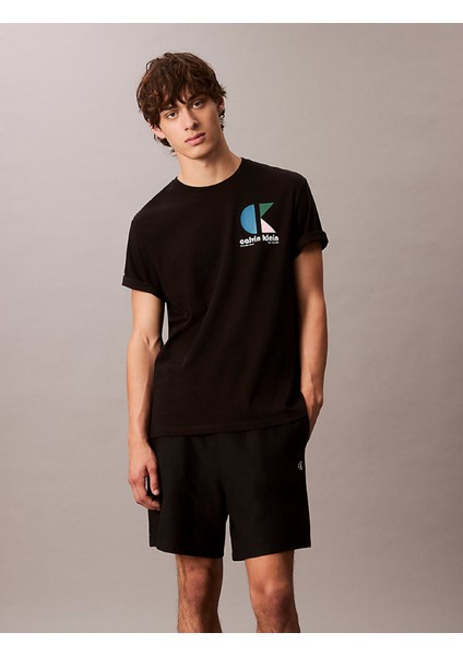 Calvın Kleın Erkek Marka Logolu Organik Pamuklu Günlük Kullanıma Uygun Siyah T-Shirt LV04RC827G Ub1
