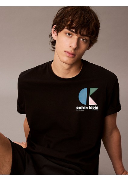 Calvın Kleın Erkek Marka Logolu Organik Pamuklu Günlük Kullanıma Uygun Siyah T-Shirt LV04RC827G Ub1 modelleri