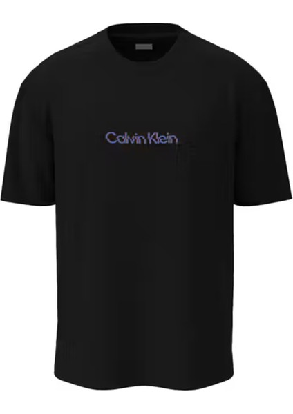 Calvın Kleın Erkek Marka Logolu Organik Pamuklu Günlük Kullanıma Uygun Siyah T-Shirt LV04RC858G Ub1