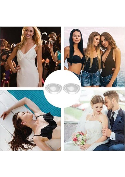 Yapışkanlı Şeffaf Silikon Göğüs Dolgusu - Mayo Bikini Sütyen Için - Toparlayıcı Dikişsiz