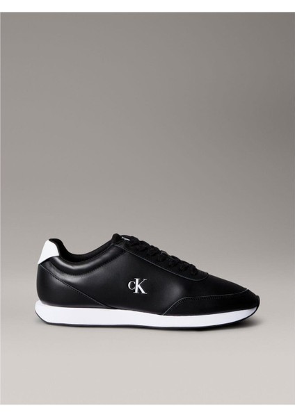 Calvın Kleın Erkek Kalın Rahat Tabanlı Bağcıklı Deri Siyah-Beyaz Sneaker YM0YM01355 0gm