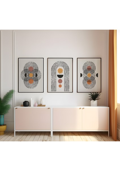Ahşap Çerçeveli 3'lü Poster Tablo Seti | Modern Stil Minimal Duvar Dekoru