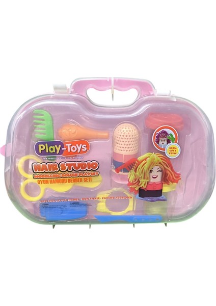 Paff Çantalı Oyun Hamuru Berber Seti 2359-PEMBE