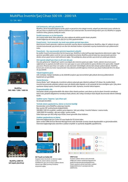 Energy Multiplus Invertör / Redresör 12/2000/80-32 Şarj:80 Amper (PMP122200000)
