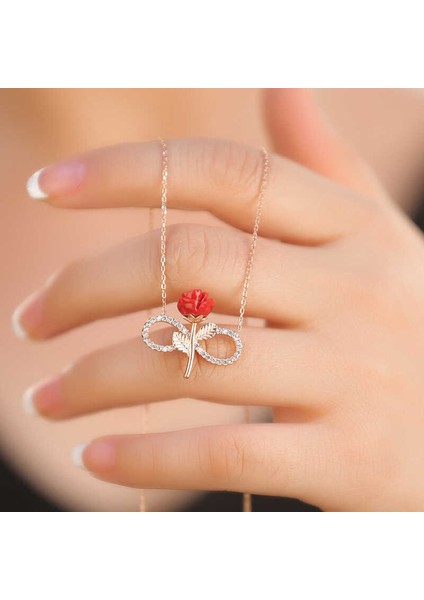 Gümüş Rose Sonsuz Gül Bayan Kolye fiyatları