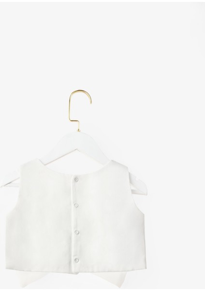 Ekru Fiyonk Detaylı Kız Çocuk Crop