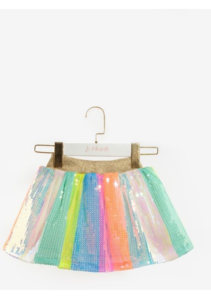 Çok Renkli Gökkuşağı Pullu Kız Çocuk Etek - Dena