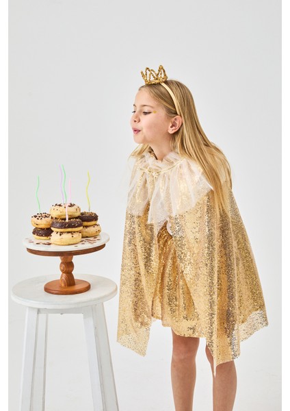 Altın Üzeri Pullu Kız Çocuk Etek - Gracie