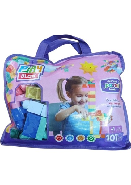 Play Blox Block Pastel 107 Pcs Bag Girls&boys 2977-MOR Çantalı