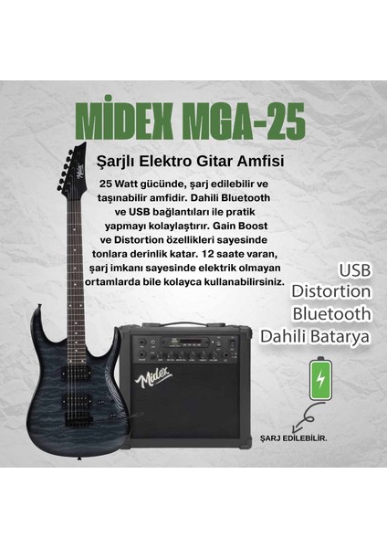 CRADE-25AMP Grey Rosewood Super Strat Kasa Hh Yüksek Kaliteli 25W Amfili Elektro Gitar Seti fiyatları