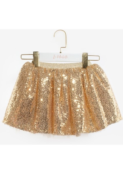 Altın Üzeri Pullu Kız Çocuk Etek - Gracie