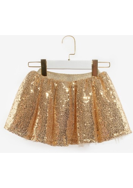 Altın Üzeri Pullu Kız Çocuk Etek - Gracie