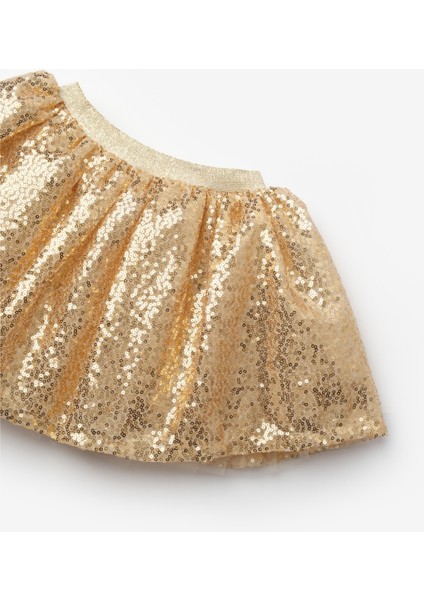 Altın Üzeri Pullu Kız Çocuk Etek - Gracie