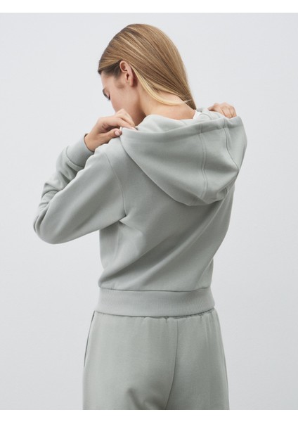 Logolu Yapay Elmas Taşlı Kapüşonlu Kadın Sweatshirt V5GQ10KCRP0 fırsatları