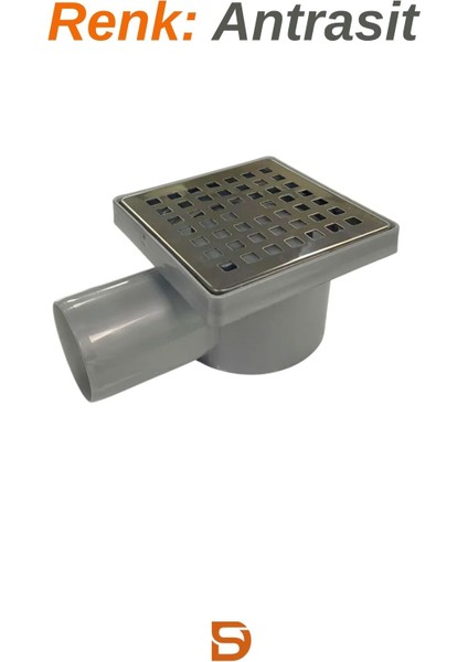 10X10 Plastik Çerçeveli Yer Süzgeci Duş Kanalı Izgara - Yatay Çıkış 50MM