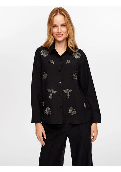 Boncuk Nakış Detaylı Tenselli Kadın Gömlek W26GML010