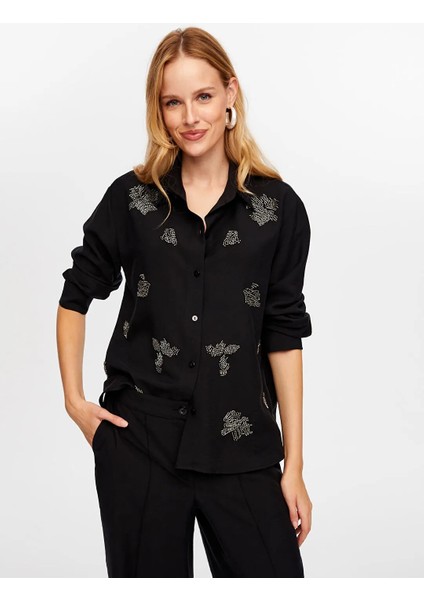 Boncuk Nakış Detaylı Tenselli Kadın Gömlek W26GML010 modelleri
