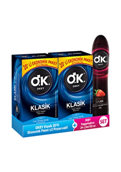 Klasik 40'lı Prezervatif Çilek Aromalı Kayganlaştırıcı Jel 100 ml Güvenli Kullanım