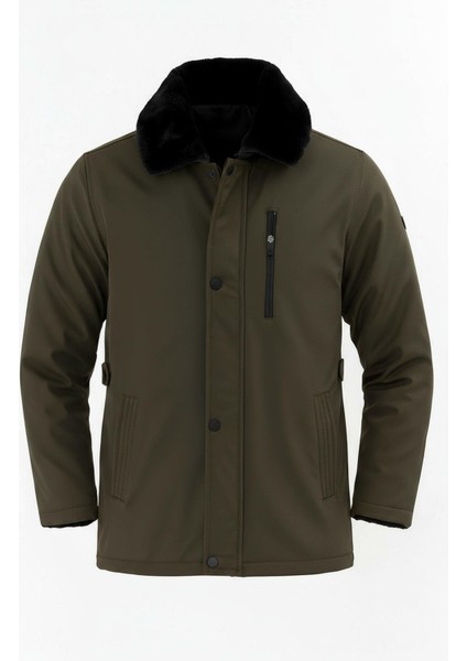 Erkek Yeşil Yakası Çıkartılabilir Kürklü Su Itici Içi Kürklü Kaban – Rüzgar Geçirmez, Hafif ve dayanıklı