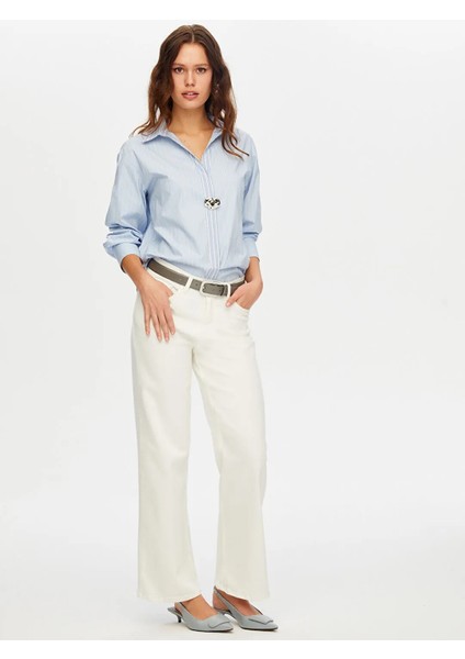 Wide Leg Fit Likralı Kadın Jean Pantolon W26JPN011