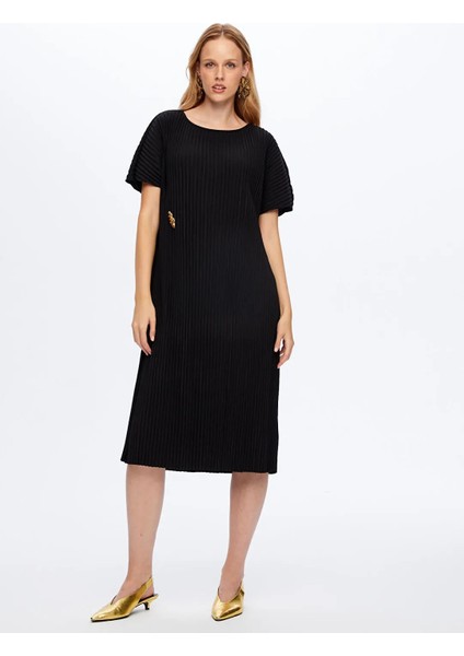 Kendinden Piliseli Örme Kadın Torba Elbise W26ELB025