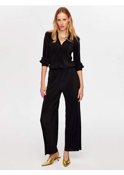 Kendinden Piliseli Wide Leg Fit Kadın Pantolon UW26PNT008