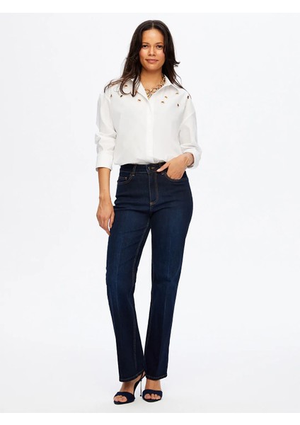 Önü Ütü Izli Wide Leg Fıt Kadın Jean Pantolon UW26JPN002