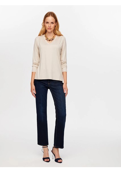 V Yaka Kadın Uzun Kol T-Shirt W26TSH003 fiyatları