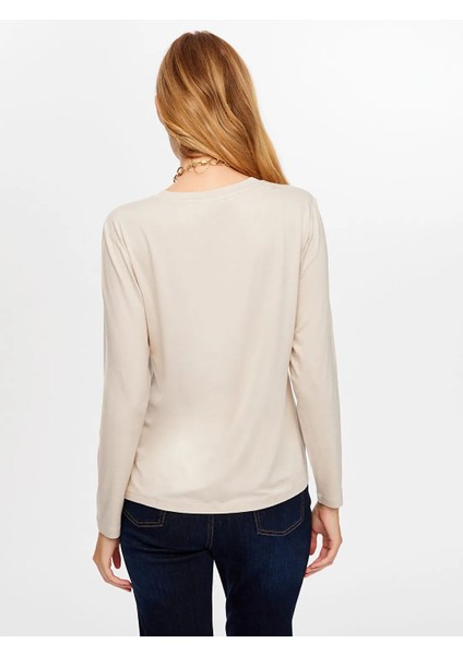 V Yaka Kadın Uzun Kol T-Shirt W26TSH003 fırsatları