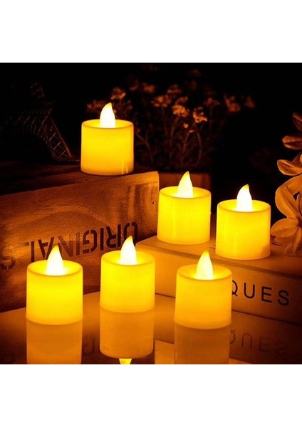 Tealight Işıklı Dumansız Sarı LED Pilli Mum 24 Adet Pil Dahil fiyatları