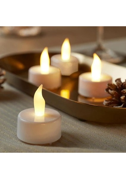 Tealight Işıklı Dumansız Sarı LED Pilli Mum 24 Adet Pil Dahil modelleri