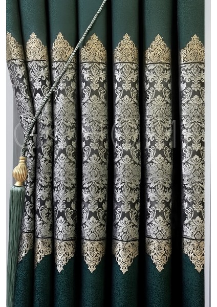 Pano Fon Perde Zümrüt Yeşili Damask Desenli Fon Perde 1 / 3 Sık Pile Pano, Fon, Tül, Perde, fiyatları
