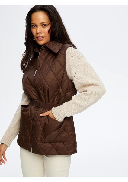 Beli Kemer Detaylı Kadın Kapitone Yelek W26KYL003 modelleri