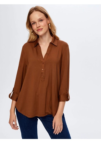 Polo Yaka Kadın Uzun Kollu T-Shirt BW26TSH004