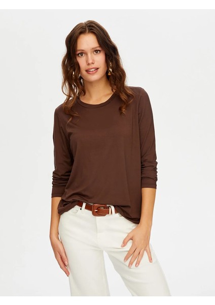 Yuvarlak Yaka Kadın Uzun Kol T-Shirt BW26TSH005