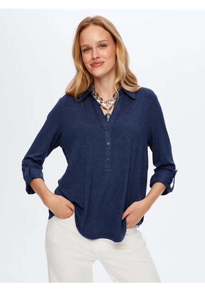 Polo Yaka Kadın Uzun Kollu T-Shirt BW26TSH004