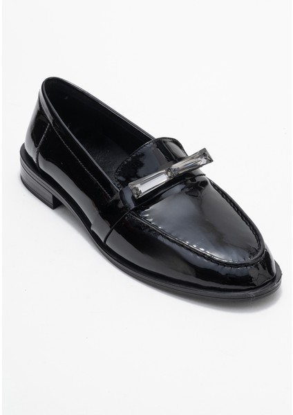 Kadın Şık Rugan Loafer Gerçek Deri Rg 7504 Siyah fırsatları