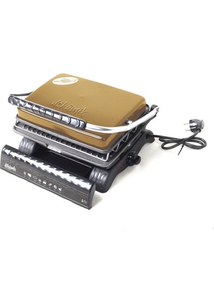 Altın Renkli Demir Döküm Izgara ve Tost Makinesi, Aparatlı ve Fırçalı fırsatları