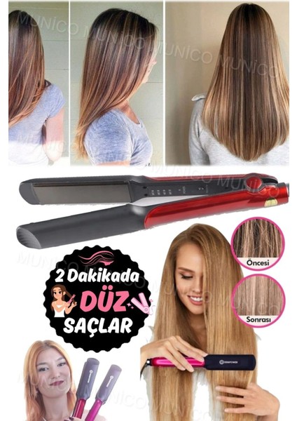 Hızlı Isınan Saç Düzleştirici, 4 Isı Ayarı, 220°C, Şık Siyah Renk