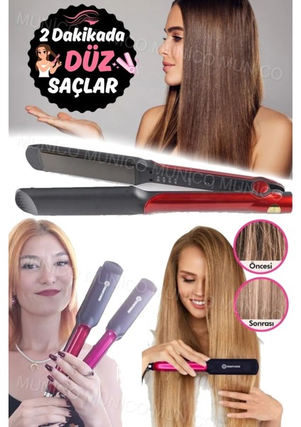 Hızlı Isınan Saç Düzleştirici, 4 Isı Ayarı, 220°C, Şık Siyah Renk