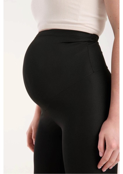 Ayarlanabilir Yüksek Bel Siyah Toparlayıcı Hamile Taytı