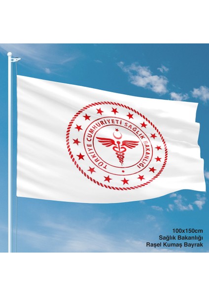 T.C. Sağlık Bakanlığı Bayrağı Flama Bayrak 100 x 150 cm