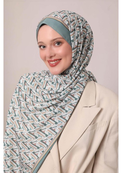 Su Yeşili Zigzag Desen Club Şal modelleri