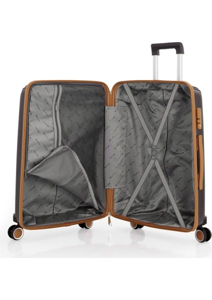 Bavul Orta ve Kabin 2li Set Silikon Valiz V305 Kahve/şamp modelleri
